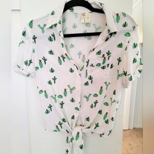 Button up tie shirt plant cactus